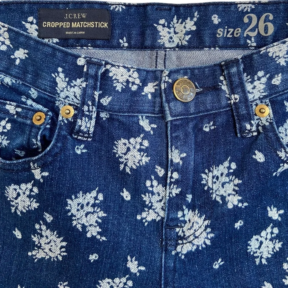 J. Crew Cropped Matchstick Floral Print Jeans